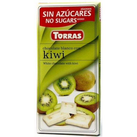 Bílá čokoláda s kiwi bez cukru 75g TORRAS