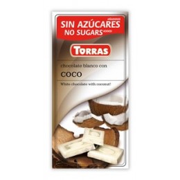 Bílá čokoláda s kokosem bez cukru 75g TORRAS