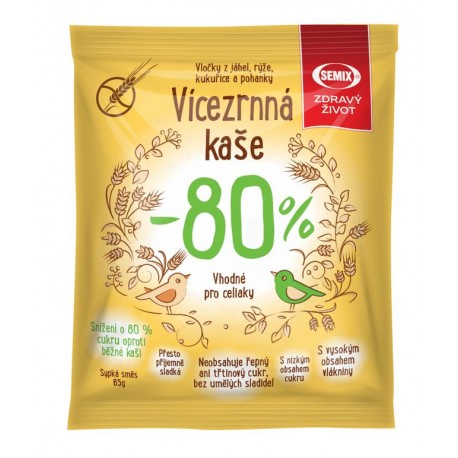 Vícezrnná kaše -80 % cukru 65 g Semix