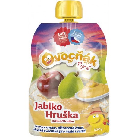 Pyré Jablko - hruška 100% bez přidaného cukru 120g Ovocňak