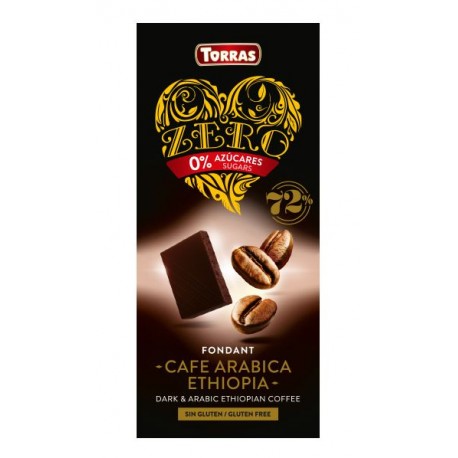 Hořká čokoláda s kávou bez cukru 100g ZERO TORRAS