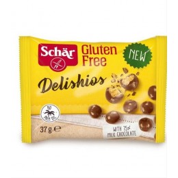 Delishios 37g - křupavé cereálie bez lepku máčené v mléčné čokoládě Schar
