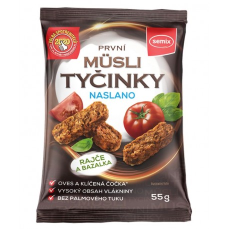 Müsli tyčinky naslano rajče a bazalka 55 g bez lepku SEMIX