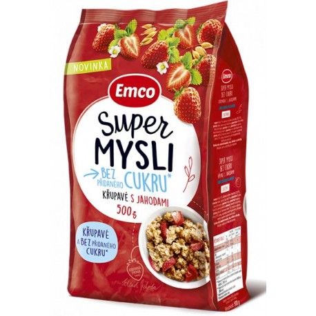 Super mysli bez přidaného cukru s jahodami 500g EMCO