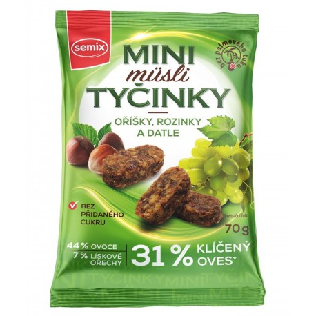 Mini müsli tyčinky s oříšky bez lepku 70 g SEMIX