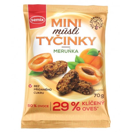 Mini müsli tyčinky s meruňkami bez lepku 70 g SEMIX