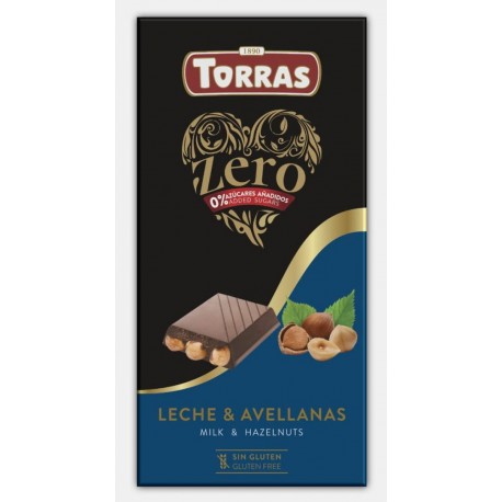 Mléčná čokoláda s lískovými ořechy bez cukru 150g TORRAS