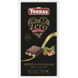 Hořká čokoláda s lískovými ořechy bez přidaného cukru 150g TORRAS