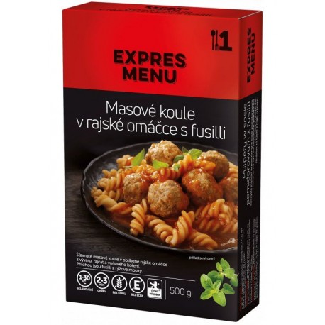 Masové koule v rajské omáčce s fusilli 500g Komplet Menu