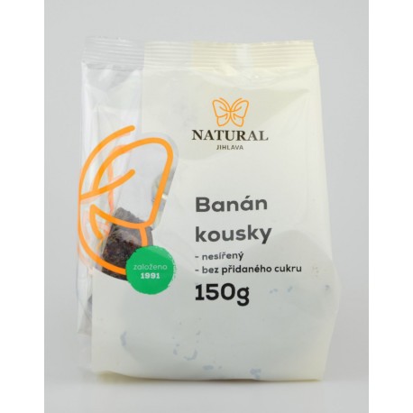 Banán kousky sušený nesířený bez přidaného cukru - Natural 150g