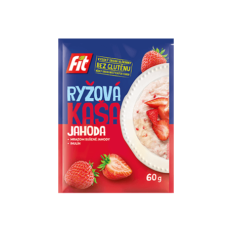 Fit-rýžová kaše jahoda 60g bez lepku s fruktózou