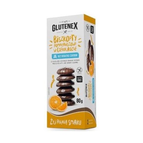 Piškoty Orange Choco 80g - bez lepku a bez cukru Glutenex