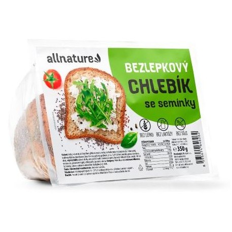 Bezlepkový chlebík se semínky 350 g Allnature