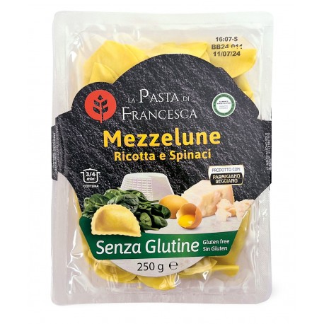 Italské plněné těstoviny Mezzelune Ricotta e Spinaci bez lepku - La Pasta di Francesca 250g