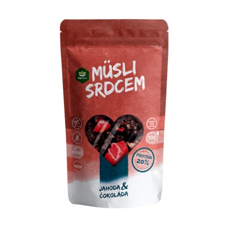 Musli srdcem protein jahoda čokoláda 250g bez lepku Topnatur