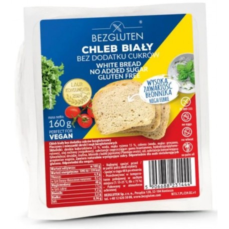 Chléb bílý bez přidaného cukru, bez lepku 160g VEGAN BEZGLUTEN