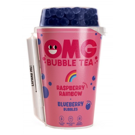 Nápoj MALINA s borůvkovými kuličkami - Bubble tea OMG 265ml bez lepku