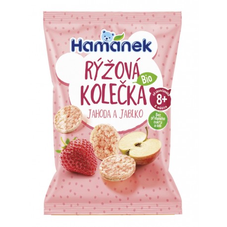 Rýžová kolečka BIO - JAHODA, JABLKO - Hamánek 35g