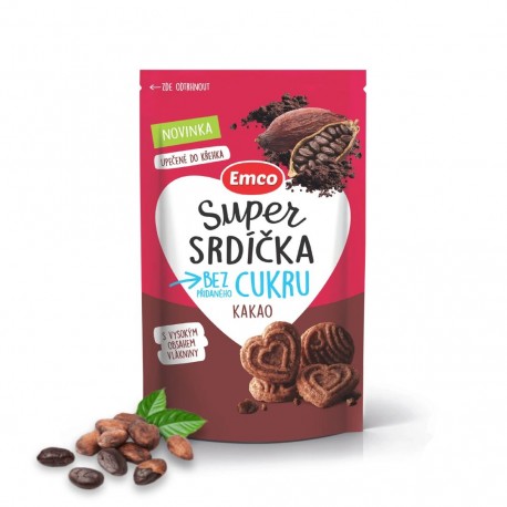 Super srdíčka kakao, 140 g bez přidaného cukru Emco