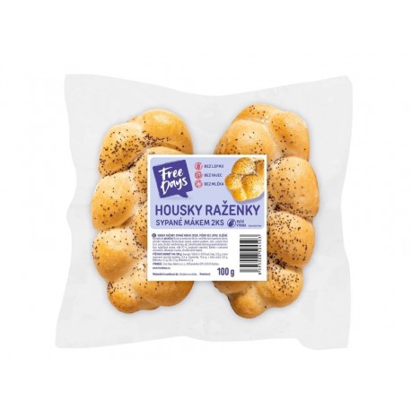 Housky raženky sypané mákem (2ks) 100g bez lepku Free Days