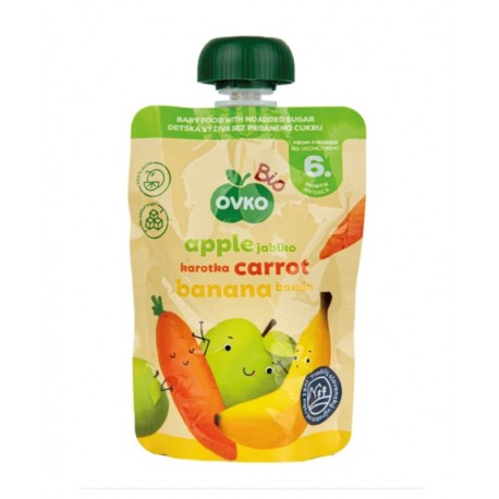 Pyré jablko mrkev banán 90g BIO OVKO bez lepku