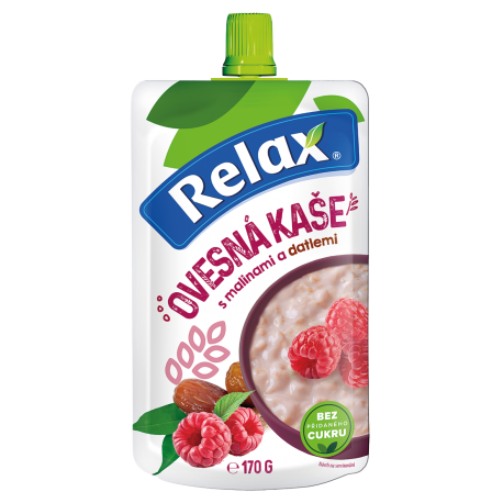 Ovesná kaše s malinami a datlemi bez přidaného cukru 170g Relax