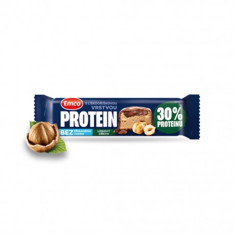 Protein tyčinka 45 g lískový ořech s lískooříškovou vrstvou bez přidaného cukru Emco