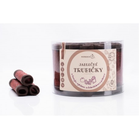 Jablečné trubičky s čokoládovou polevou a černým rybízem dóza - Trutna 450g