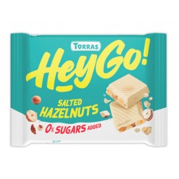 Bílá čokoláda s lískovými ořechy a mořskou solí 60g bez přidaného cukru TORRAS